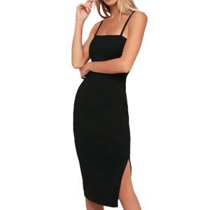 Lulus Paulina Black Bodycon Midi Dress